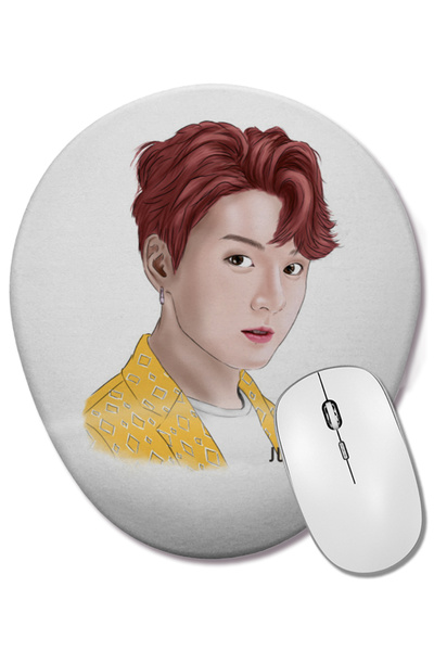 BASKI DÜNYASI Mouse Pad oval Bts Jungkook 01 cu suport pentru încheietura mâinii