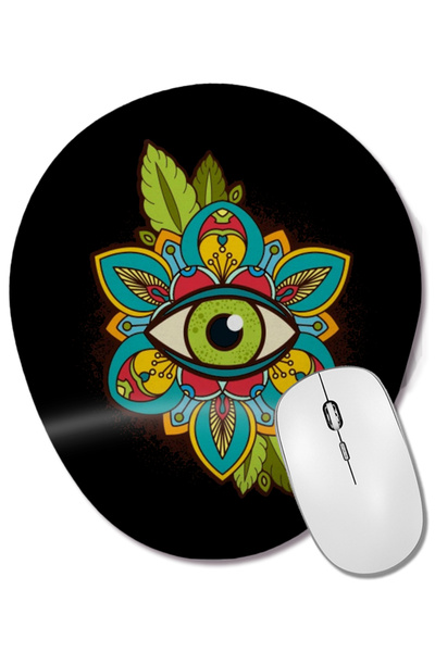 BASKI DÜNYASI Mouse Pad oval cu ochi verde Eye Of Horus cu suport pentru înch...