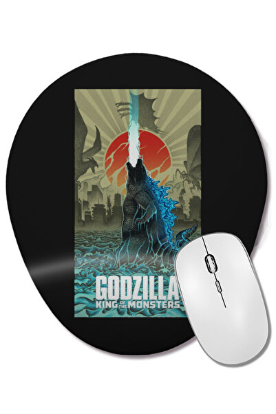 BASKI DÜNYASI Godzilla King Of The Monsters 06 Mouse Pad oval cu suport pentru încheietura mâinii