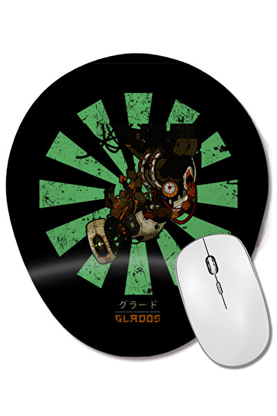 BASKI DÜNYASI Mouse Pad oval Glados Retro Japanese Portal cu suport pentru încheietura mâinii