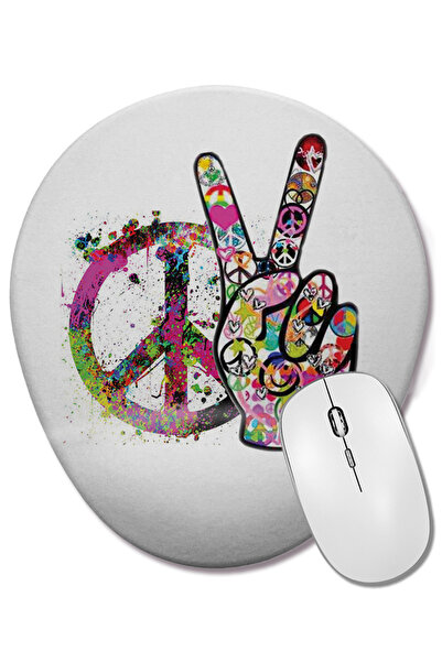 BASKI DÜNYASI Peace Barış Sİmge 2 Οβάλ ποντίκι με υποστήριξη καρπού