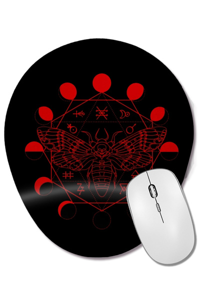 BASKI DÜNYASI Death's Head Moth Blood Moon Simboluri alchimice Mouse Pad oval...