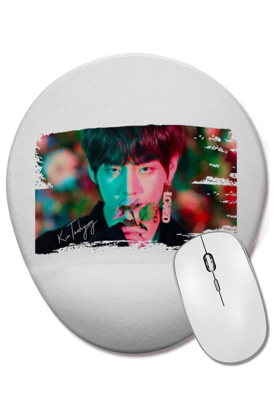 BASKI DÜNYASI Mouse Pad oval Bts Kim Taehyung cu suport pentru încheietura mâ...
