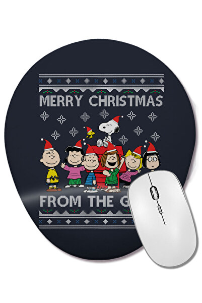 BASKI DÜNYASI Crăciun fericit de la The Peanuts Gang Mouse Pad oval cu suport...