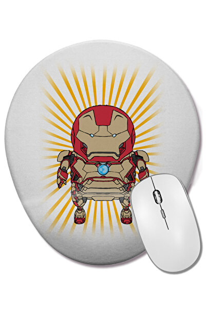 BASKI DÜNYASI Mini mouse pad oval Iron Man cu suport pentru încheietura mâinii