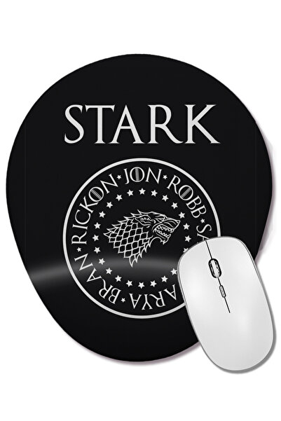 BASKI DÜNYASI Mouse Pad oval cu logo Casa Stark cu suport pentru încheietura mâinii