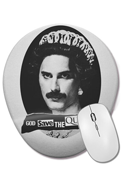 BASKI DÜNYASI God Save The Queen 01 Mouse Pad oval cu suport pentru încheietu...