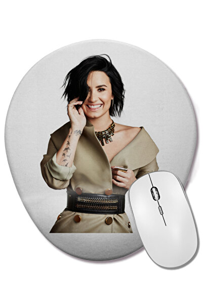 BASKI DÜNYASI Demi Lovato Oval Mouse Pad with Wrist Support