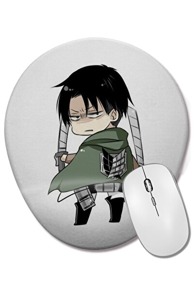 BASKI DÜNYASI Attack On Titan Chibi Levi 02 Mouse Pad oval cu suport pentru î...