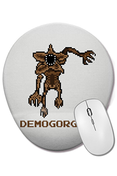BASKI DÜNYASI Stranger Things Demogorgon Pixellated Mouse Pad oval cu suport pentru încheietura mâinii