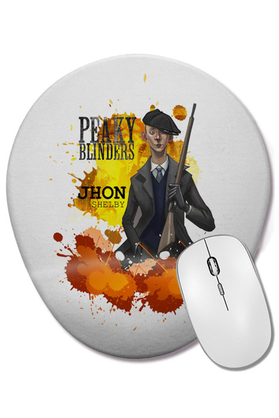 BASKI DÜNYASI Mouse Pad oval Peaky Blinders Jhon Shelby cu suport pentru înch...