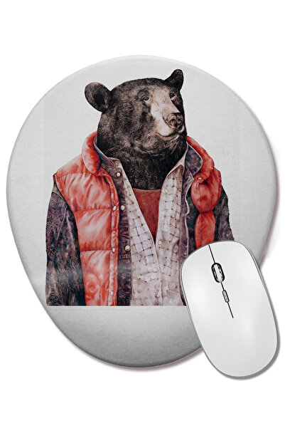 BASKI DÜNYASI Retgo Classic Bear Oval Mouse Pad με στήριγμα καρπού