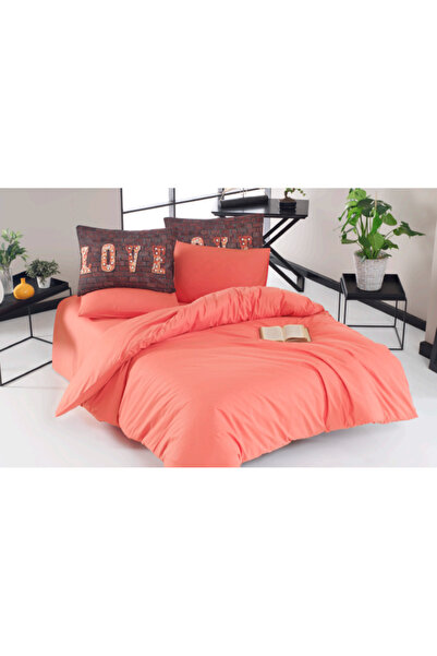 The Fabric Wave Plain Love Double Sided Ranforce Double Duvet Cover Set
