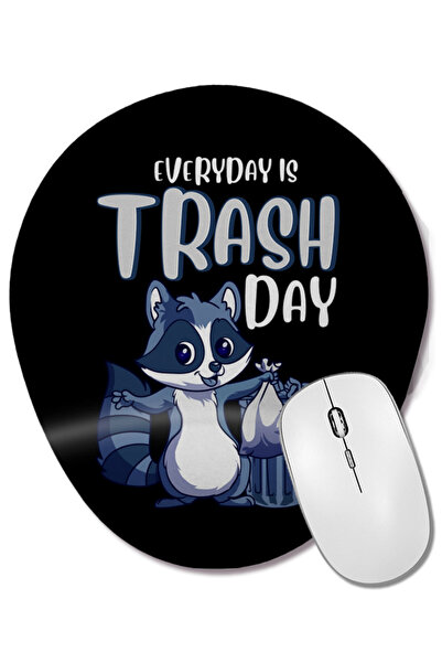 BASKI DÜNYASI Everyday Is Trash Day Raccoon Pun Mouse Pad oval cu suport pent...
