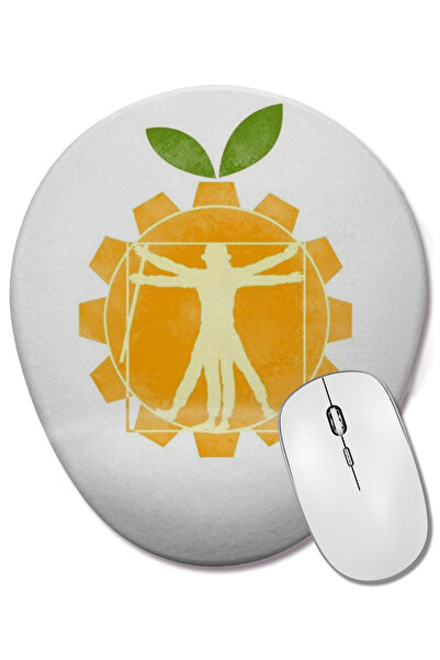 BASKI DÜNYASI Mouse Pad oval Laranja Mecanica Vitruviana cu suport pentru încheietura mâinii