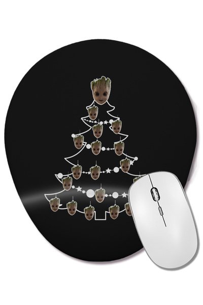 BASKI DÜNYASI لوحة ماوس بيضاوية لعيد الميلاد من Baby Groot Guardians Of The G...