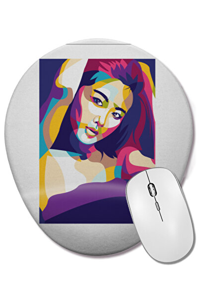 BASKI DÜNYASI Mouse Pad oval Rose Blackpink cu suport pentru încheietura mâinii