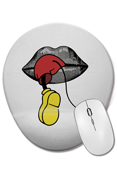 BASKI DÜNYASI Mouse Na Boca Mouse Pad oval cu suport pentru încheietura mâinii