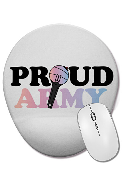 BASKI DÜNYASI Mouse Pad oval cu suport pentru încheietura mâinii Proud Army Bts
