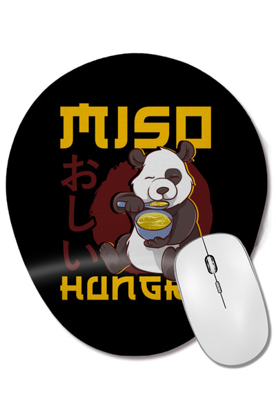 BASKI DÜNYASI Mouse Pad oval cu suport pentru încheietura mâinii, cu panda an...