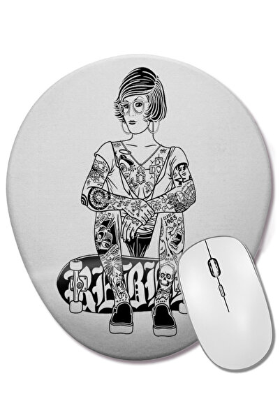 BASKI DÜNYASI Mouse Pad oval Garota Skate 2 cu suport pentru încheietura mâinii