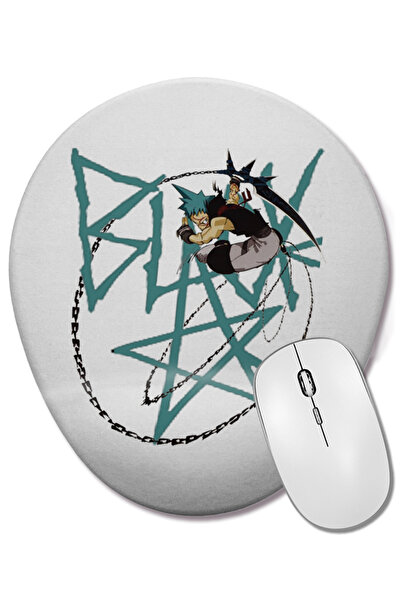 BASKI DÜNYASI Mouse Pad oval Black Star cu suport pentru încheietura mâinii