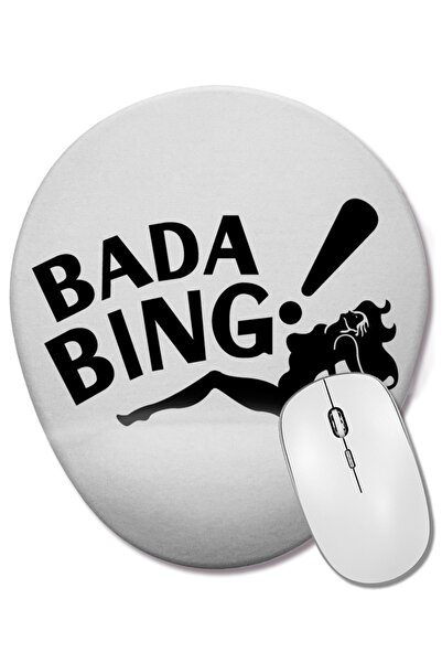 BASKI DÜNYASI Mouse Pad oval Bada Bing Black 01 cu suport pentru încheietura ...