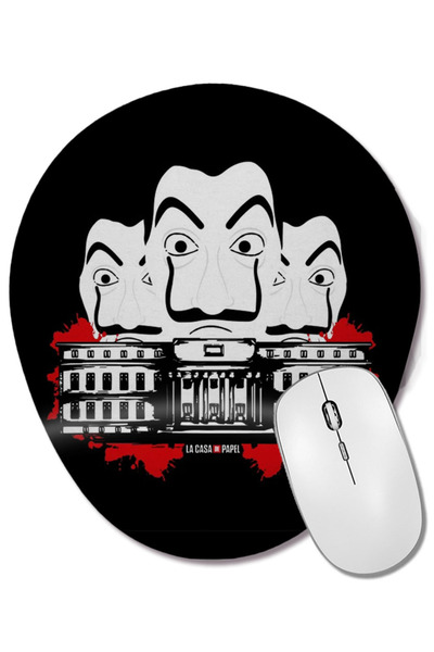 BASKI DÜNYASI Mouse Pad oval La Casa De Papel cu suport pentru încheietura mâ...