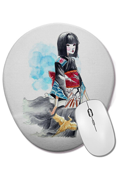 BASKI DÜNYASI Mouse Pad oval Kokeshi cu suport pentru încheietura mâinii