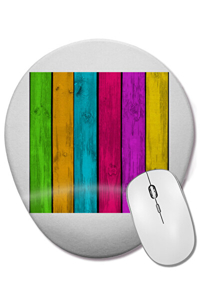 BASKI DÜNYASI Mouse Pad oval cu suport pentru încheietura mâinii, culori ale lemnului