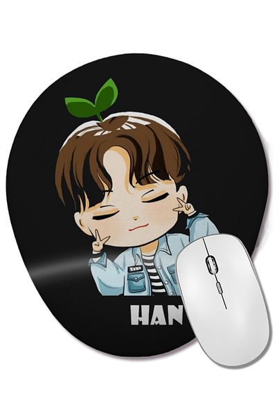BASKI DÜNYASI Stray Kids Han Chibi Oval Mouse Pad with Wrist Support