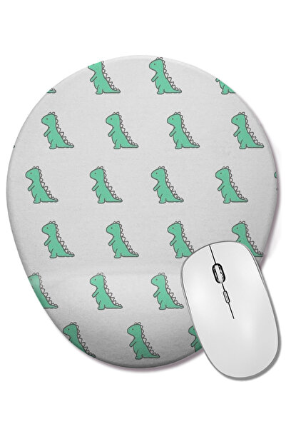 BASKI DÜNYASI Mouse Pad oval cu model de dinozaur cu suport pentru încheietur...
