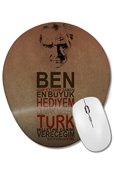 BASKI DÜNYASI Mouse Pad oval Ataturk 1 cu suport pentru încheietura mâinii