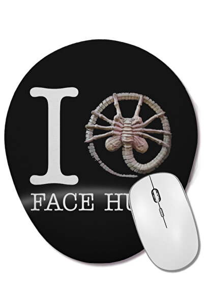 BASKI DÜNYASI Mouse Pad oval Alien I Heart Face Hugs cu suport pentru încheietura mâinii