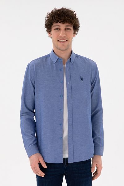 U.S. Polo Assn. Ανδρικό σκούρο μπλε μακρυμάνικο πουκάμισο Basic 50296777 -VR032