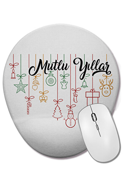 BASKI DÜNYASI Ευτυχισμένο το νέο έτος Εικονογράφηση Οβάλ ποντίκι με υποστήριξ...