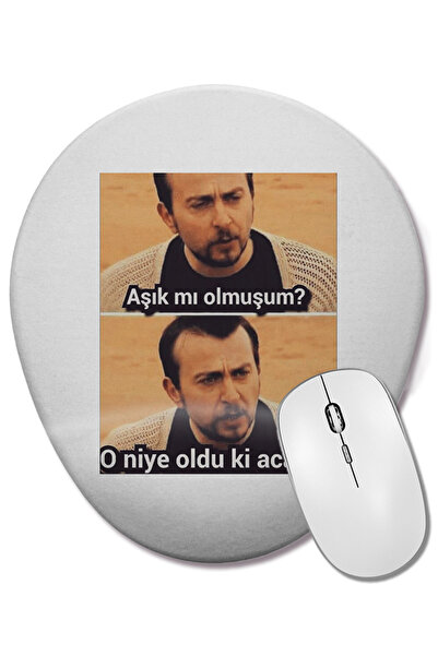 BASKI DÜNYASI Mouse Pad oval Leyla și Mecnun cu suport pentru încheietura mâinii