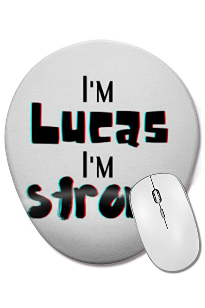 BASKI DÜNYASI Lucas Name Custom Design Gift Baby-Gift For Him Mouse Pad oval cu suport pentru încheietura mâinii