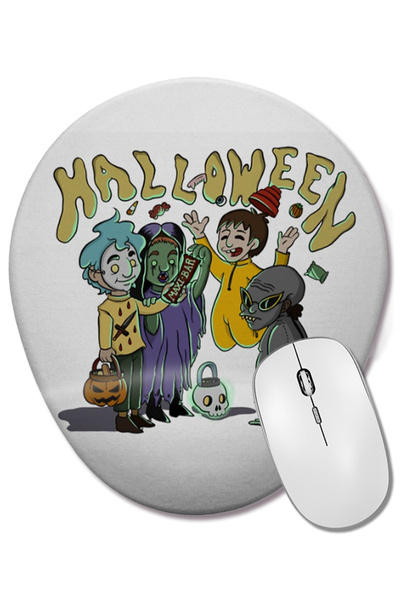BASKI DÜNYASI Mouse Pad oval Spooky Crew cu suport lung pentru încheietura mâinii