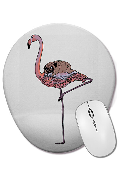 BASKI DÜNYASI Οβάλ ποντίκι με υποστήριξη καρπού Flamingo Pug Dog