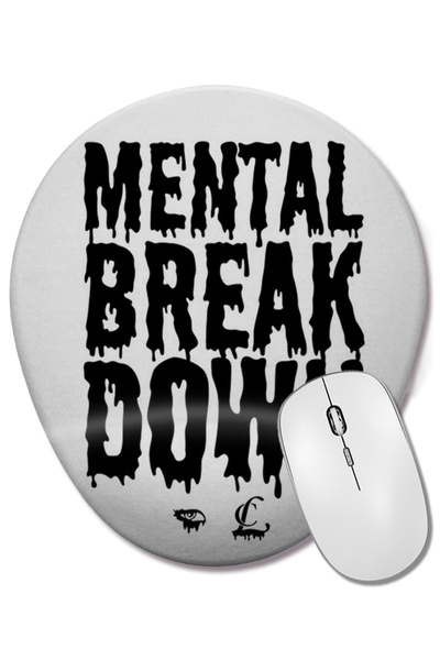 BASKI DÜNYASI Cl Mental Breakdown Овална подложка за мишка с опора за китката