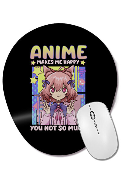 BASKI DÜNYASI Anime mă face fericit, nu așa de tine. Mousepad oval cu suport ...