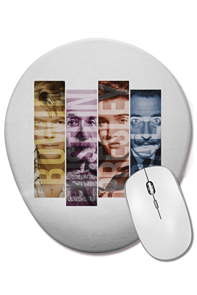 BASKI DÜNYASI Mouse Pad oval Bowie Einstein Presley Dali cu suport pentru înc...