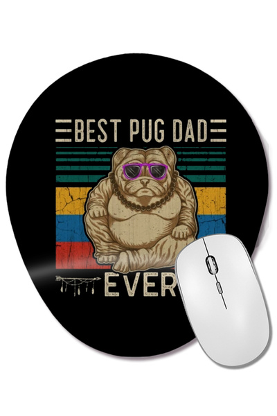 BASKI DÜNYASI Cel mai bun tată pug de toate timpurile Dog 01 Mouse Pad oval c...