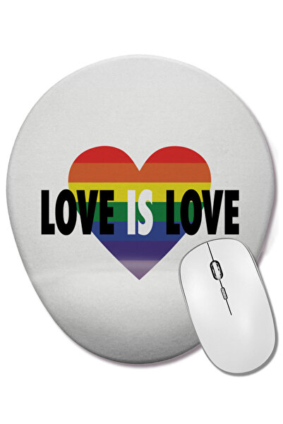 BASKI DÜNYASI Pride Heart Love Is Love Mouse Pad oval cu suport pentru închei...