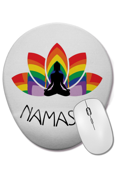 BASKI DÜNYASI Namaste Yoga 01 Mouse Pad oval cu suport pentru încheietura mâinii
