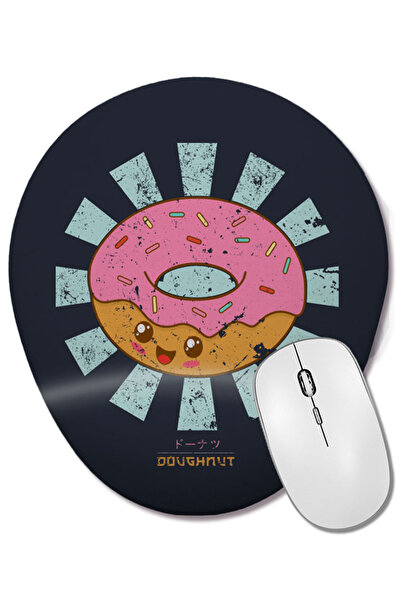 BASKI DÜNYASI Happy Doughnut Retro Japanese Mouse Pad oval cu suport pentru încheietura mâinii