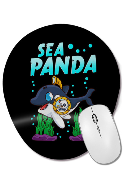 BASKI DÜNYASI Sea Panda Cute Adorable Baby Orca Whale Pun Mouse Pad oval cu s...