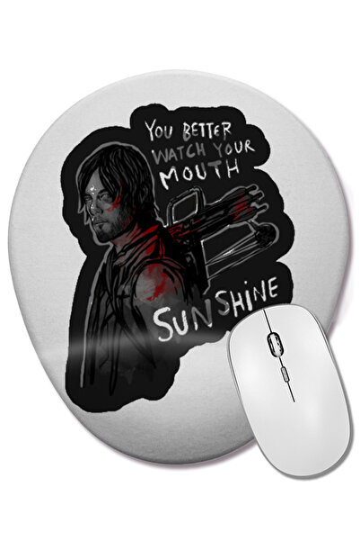 BASKI DÜNYASI You Better Watch Your Mouth, Sunshine Oval Mouse Pad with Wrist Rest