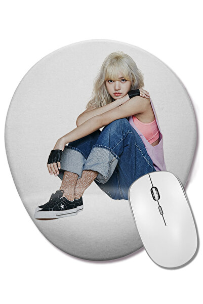 BASKI DÜNYASI Mouse Pad oval Lisa Blackpink 002 cu suport pentru încheietura ...